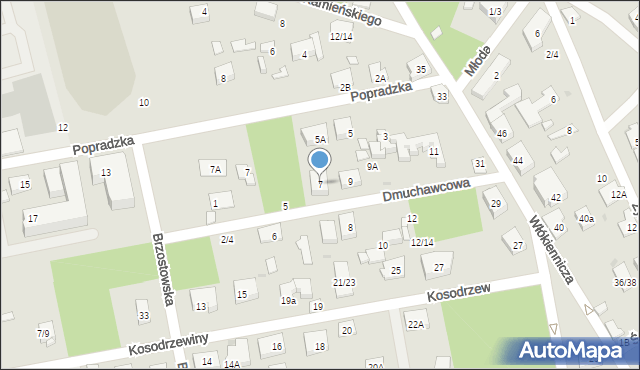 Warszawa, Dmuchawcowa, 7, mapa Warszawy