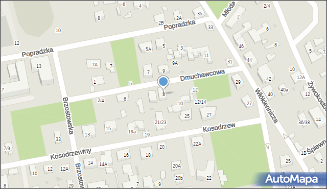 Warszawa, Dmuchawcowa, 8, mapa Warszawy