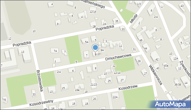 Warszawa, Dmuchawcowa, 9, mapa Warszawy