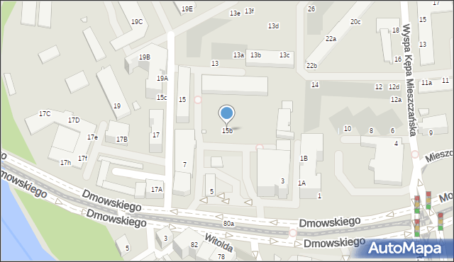 Wrocław, Dmowskiego Romana, 15b, mapa Wrocławia