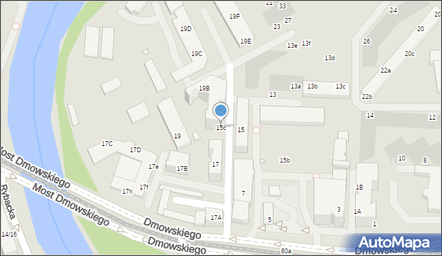 Wrocław, Dmowskiego Romana, 15c, mapa Wrocławia