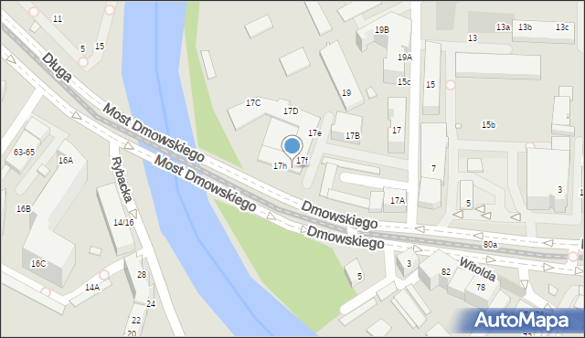Wrocław, Dmowskiego Romana, 17g, mapa Wrocławia