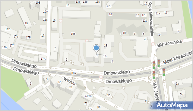 Wrocław, Dmowskiego Romana, 3, mapa Wrocławia