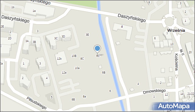 Września, Dmowskiego Romana, 6C, mapa Wrześni