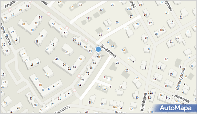 Bezrzecze, Dolina Słońca, 58, mapa Bezrzecze