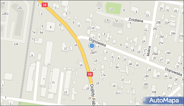 Białystok, Dojlidy Fabryczne, 13A, mapa Białegostoku