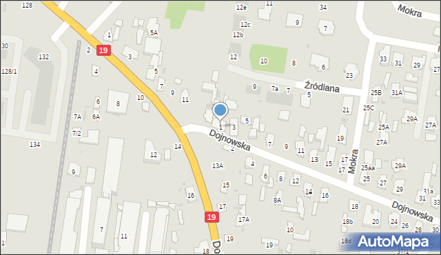 Białystok, Dojnowska, 1, mapa Białegostoku