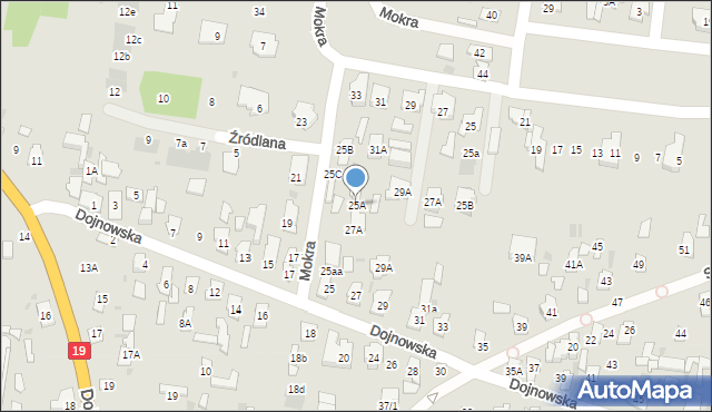 Białystok, Dojnowska, 25A, mapa Białegostoku
