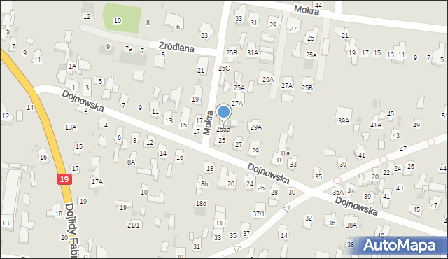 Białystok, Dojnowska, 25aa, mapa Białegostoku