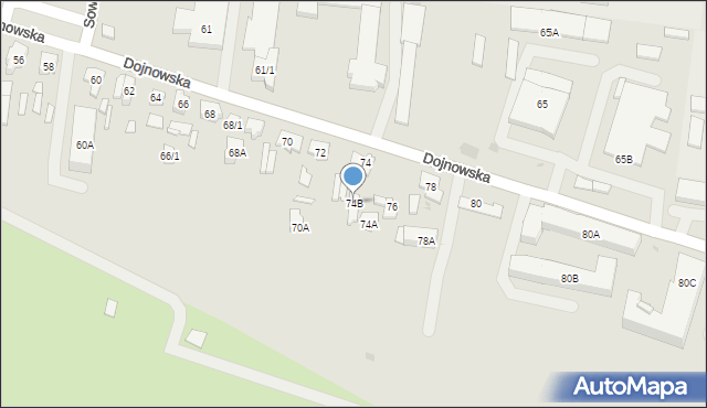 Białystok, Dojnowska, 74B, mapa Białegostoku