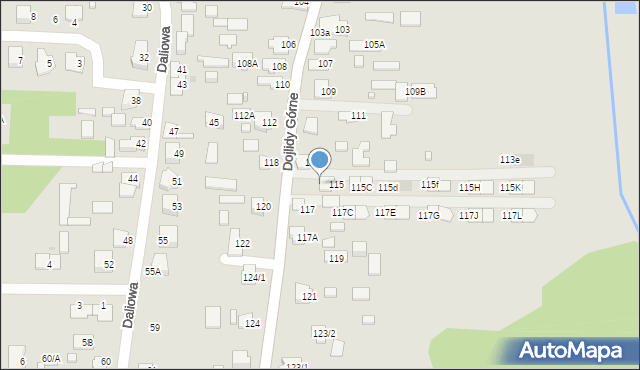 Białystok, Dojlidy Górne, 115a, mapa Białegostoku