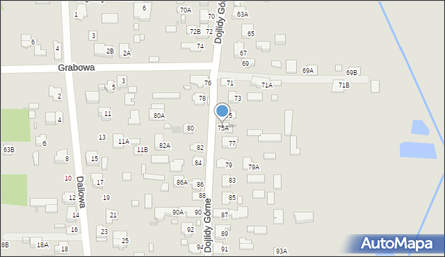 Białystok, Dojlidy Górne, 75A, mapa Białegostoku