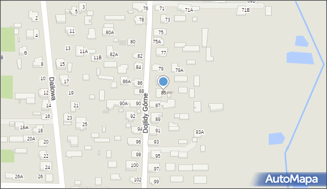Białystok, Dojlidy Górne, 85A, mapa Białegostoku