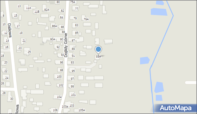 Białystok, Dojlidy Górne, 93A, mapa Białegostoku