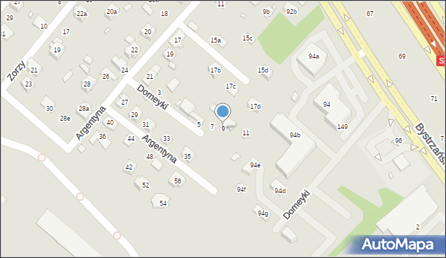 Bielsko-Biała, Domeyki Ignacego, 9, mapa Bielsko-Białej