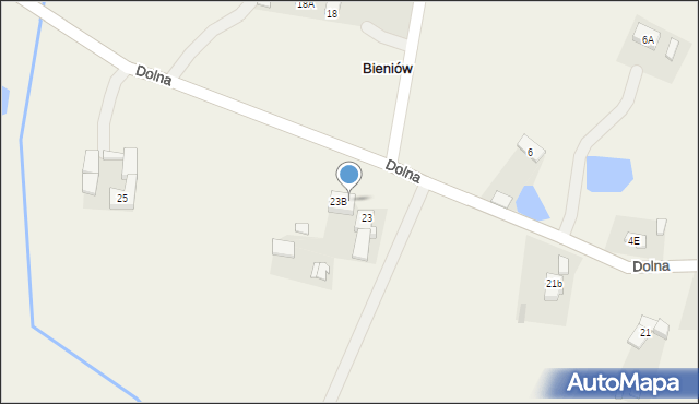 Bieniów, Dolna, 23a, mapa Bieniów