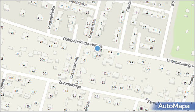 Blizne Jasińskiego, Dobrzańskiego-Hubala Henryka, mjr., 33/35, mapa Blizne Jasińskiego