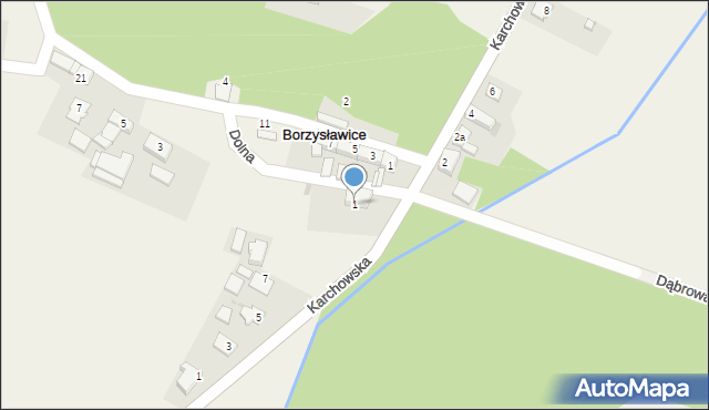 Borzysławice, Dolna, 1, mapa Borzysławice