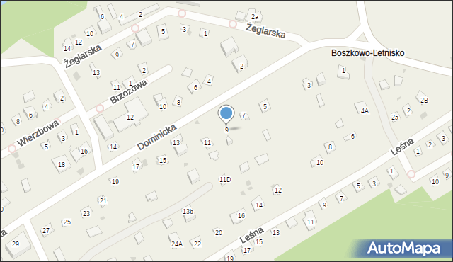 Boszkowo-Letnisko, Dominicka, 9, mapa Boszkowo-Letnisko