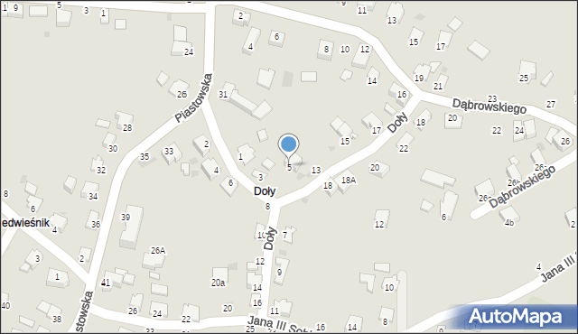 Brzeszcze, Doły, 5, mapa Brzeszcze