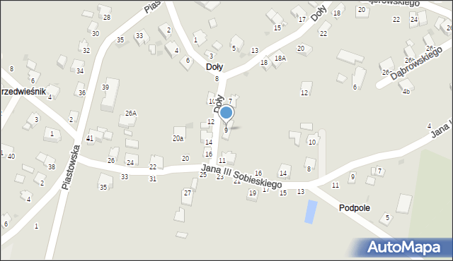 Brzeszcze, Doły, 9, mapa Brzeszcze