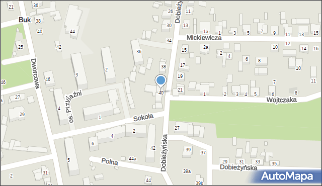 Buk, Dobieżyńska, 40, mapa Buk