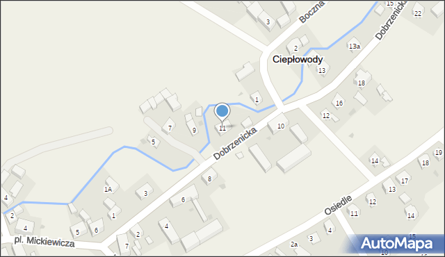 Ciepłowody, Dobrzenicka, 11, mapa Ciepłowody