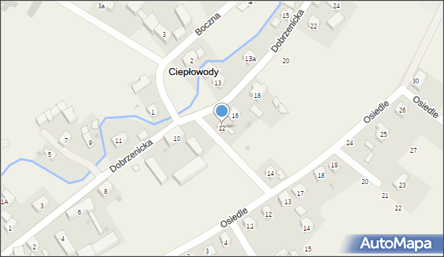 Ciepłowody, Dobrzenicka, 12, mapa Ciepłowody