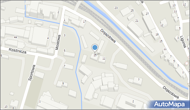 Cieszyn, Dojazdowa, 15, mapa Cieszyna