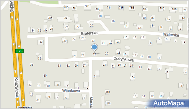 Czechowice-Dziedzice, Dożynkowa, 22, mapa Czechowic-Dziedzic