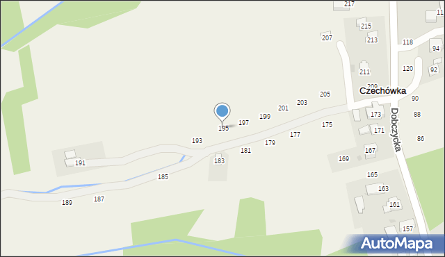 Czechówka, Dobczycka, 195, mapa Czechówka