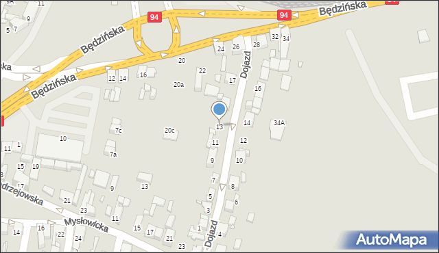 Czeladź, Dojazd, 13, mapa Czeladź