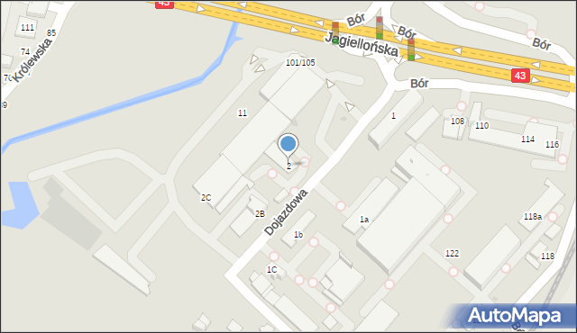 Częstochowa, Dojazdowa, 2, mapa Częstochowy