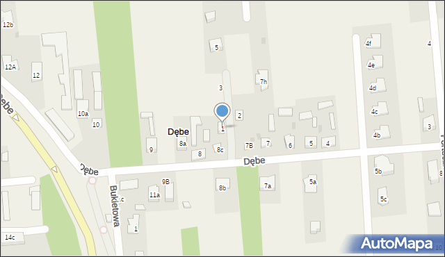 Dębe, Domowa, 1, mapa Dębe