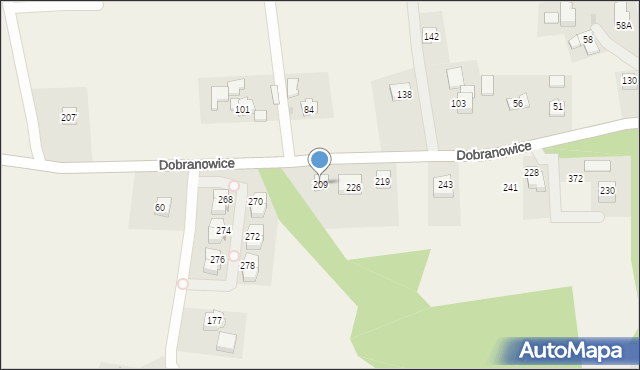 Dobranowice, Dobranowice, 209, mapa Dobranowice