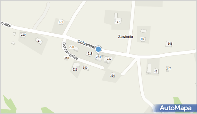 Dobranowice, Dobranowice, 223, mapa Dobranowice