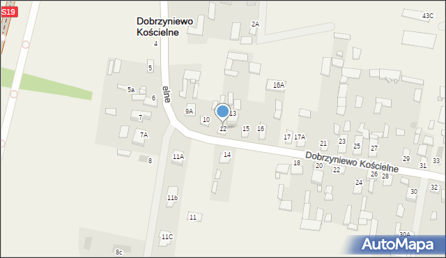Dobrzyniewo Kościelne, Dobrzyniewo Kościelne, 12, mapa Dobrzyniewo Kościelne