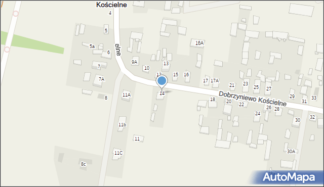 Dobrzyniewo Kościelne, Dobrzyniewo Kościelne, 14, mapa Dobrzyniewo Kościelne