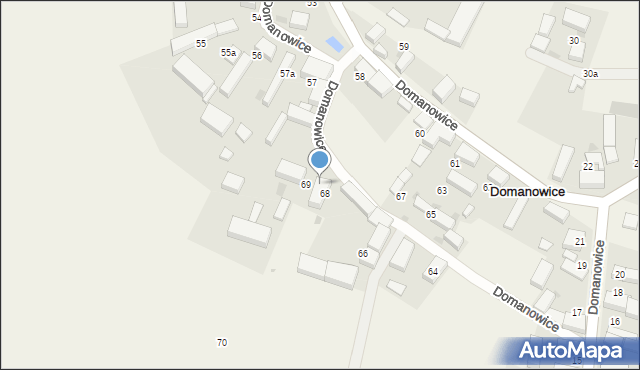 Domanowice, Domanowice, 68a, mapa Domanowice