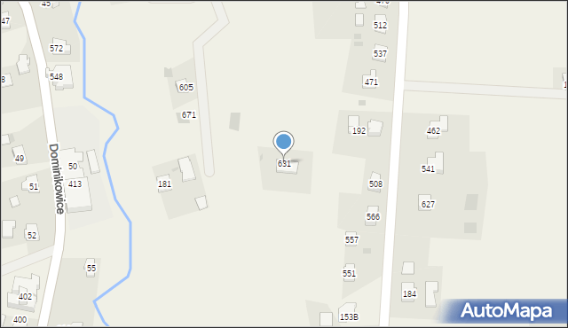Dominikowice, Dominikowice, 631, mapa Dominikowice