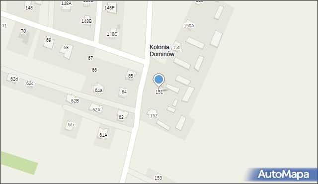 Dominów, Dominów, 151, mapa Dominów