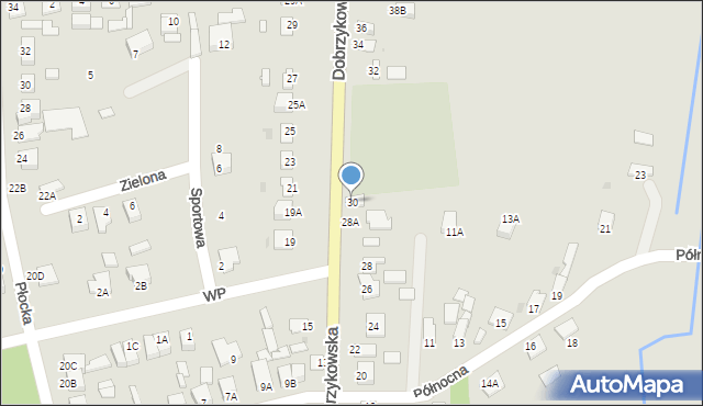 Gąbin, Dobrzykowska, 30, mapa Gąbin