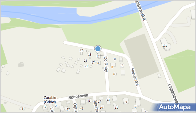 Gdów, Do Raby, 11, mapa Gdów