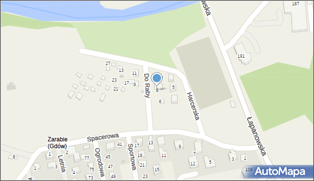 Gdów, Do Raby, 8, mapa Gdów