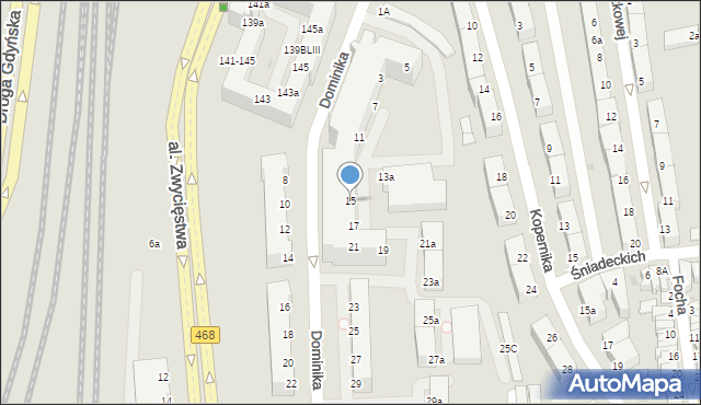 Gdynia, Dominika, bp., 15, mapa Gdyni