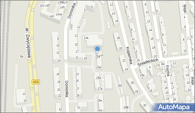 Gdynia, Dominika, bp., 21a, mapa Gdyni