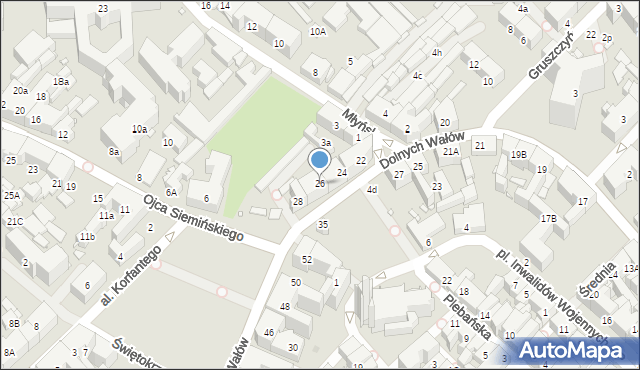 Gliwice, Dolnych Wałów, 26, mapa Gliwic