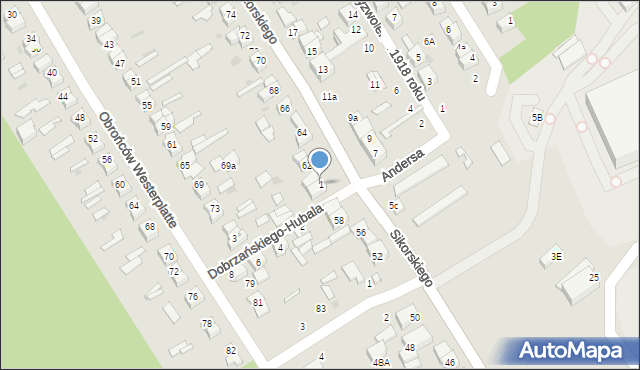 Głowno, Dobrzańskiego-Hubala Henryka, mjr., 1, mapa Głowno