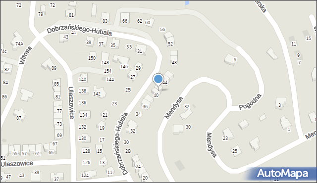 Jasło, Dobrzańskiego-Hubala Henryka, mjr., 42, mapa Jasła