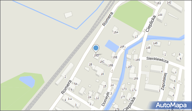 Jelenia Góra, Domeyki Ignacego, 16D, mapa Jelenia Góra